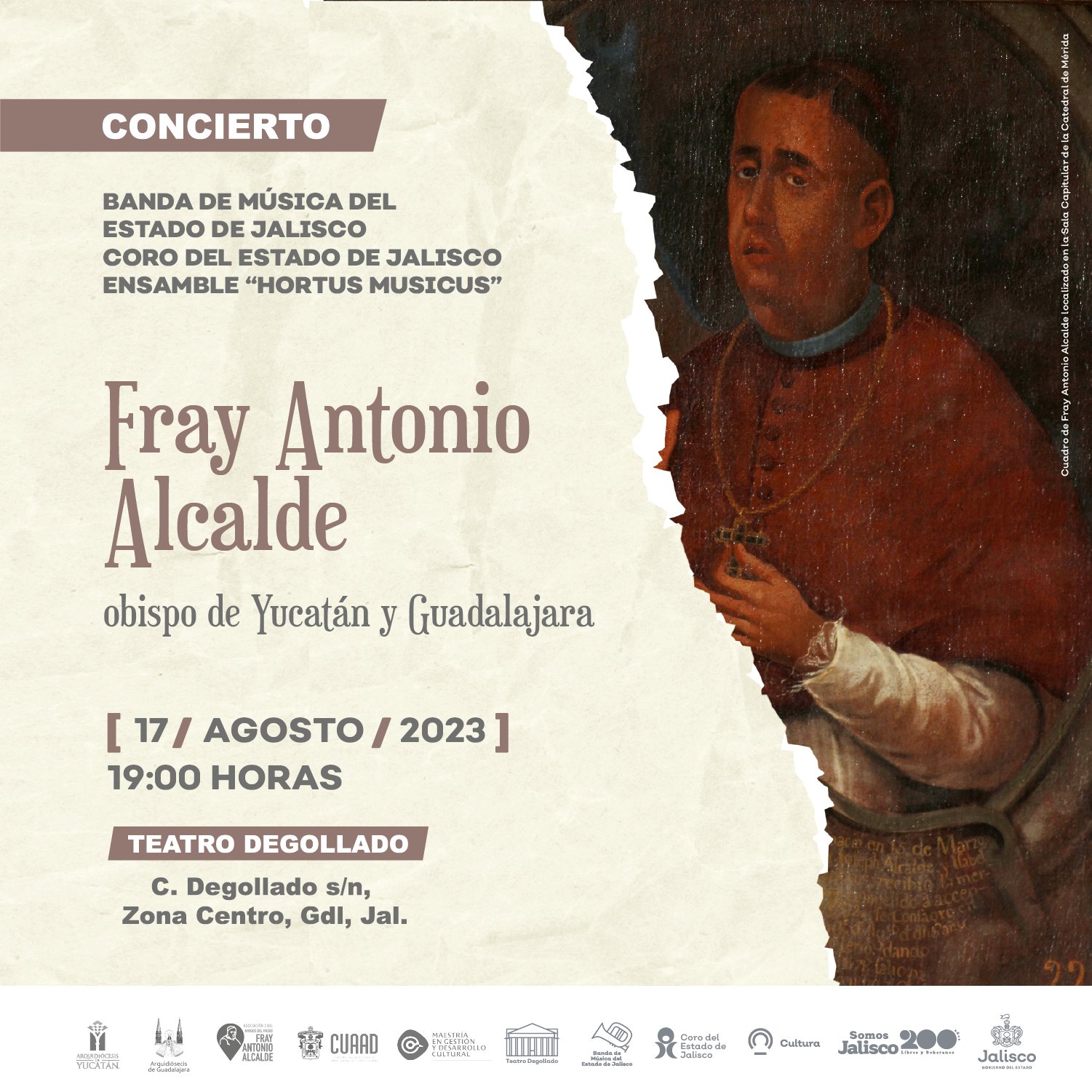 Con recital, realizarán homenaje a Fray Antonio Alcalde en el Teatro Degollado