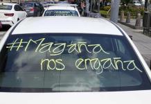Conductores de autos de plataforma protestan y exigen que se dé marcha atrás a la Ley de Movilidad 