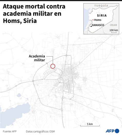 Más de 100 muertos en ataque contra academia militar en Siria