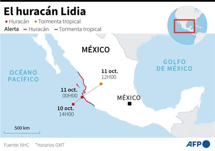 El huracán Lidia se intensifica a categoría 3 rumbo a las costas del occidente de México