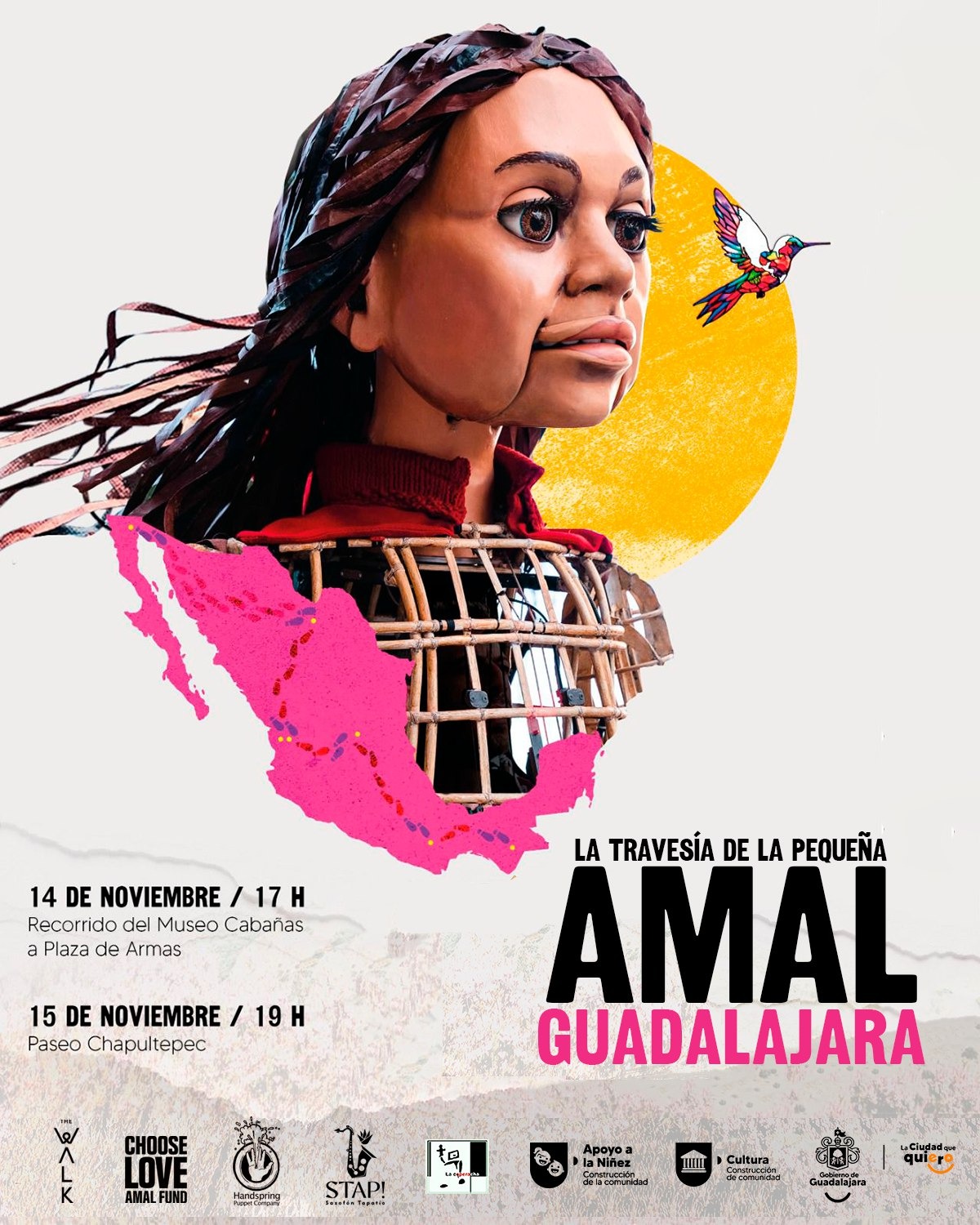 Para representar a las personas refugiadas, la marioneta de La Pequeña Amal visitará Guadalajara el 14 de noviembre