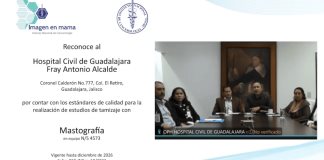 INCAN entrega reconocimiento al área de Diagnóstico de Mama del Hospital Civil de Guadalajara "Fray Antonio Alcalde"