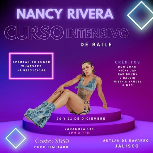 La bailarina autlense Nancy Rivera regresa a Autlán para compartir sus experiencias y conocimientos.