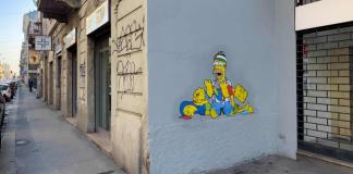 Un mural callejero de Los Simpson en Gaza, incluido en itinerario multicultural en Milán