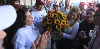 Claudia Delgadillo promete seguridad y mejores ingresos a locatarios del Felipe Ángeles