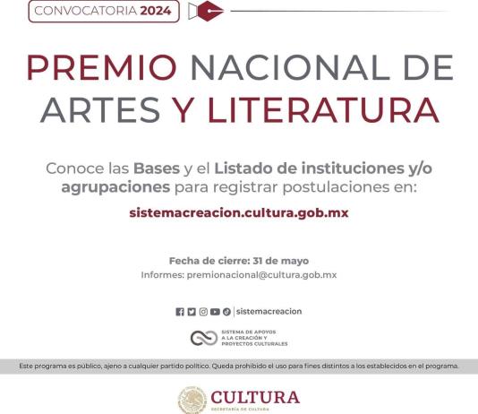Convocan al Premio Nacional de Artes y Literatura 2024 para reconocer la excelencia cultural en México