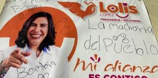 Por "violencia de género" al vandalizar una manta de propaganda, candidata de MC presentará queja ante IEPC
