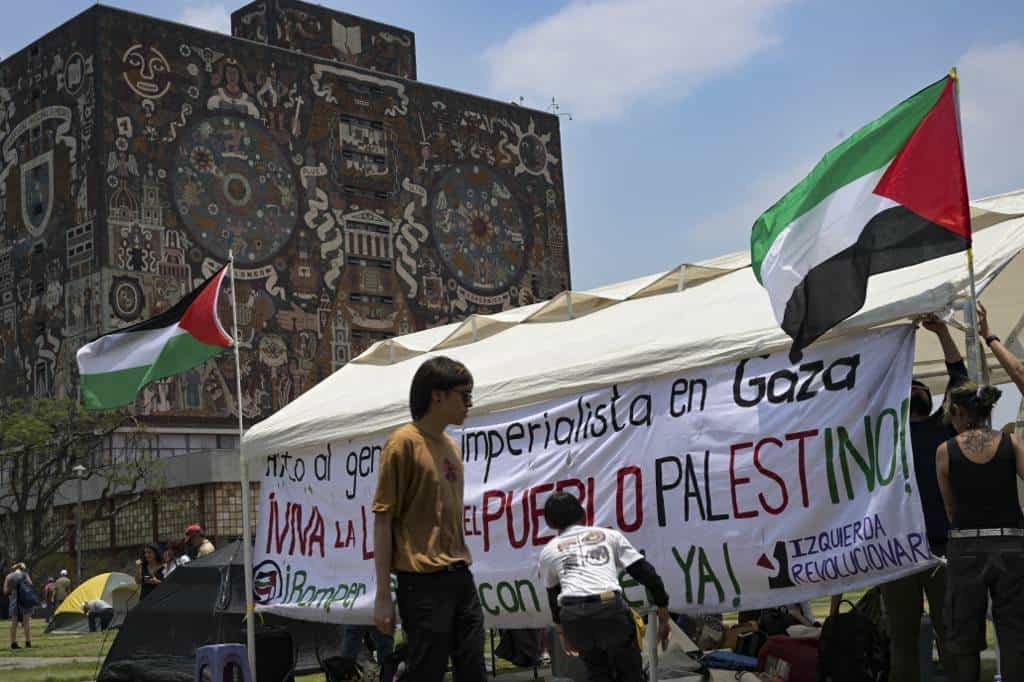 Estudiantes propalestinos acampan en la mayor universidad de México