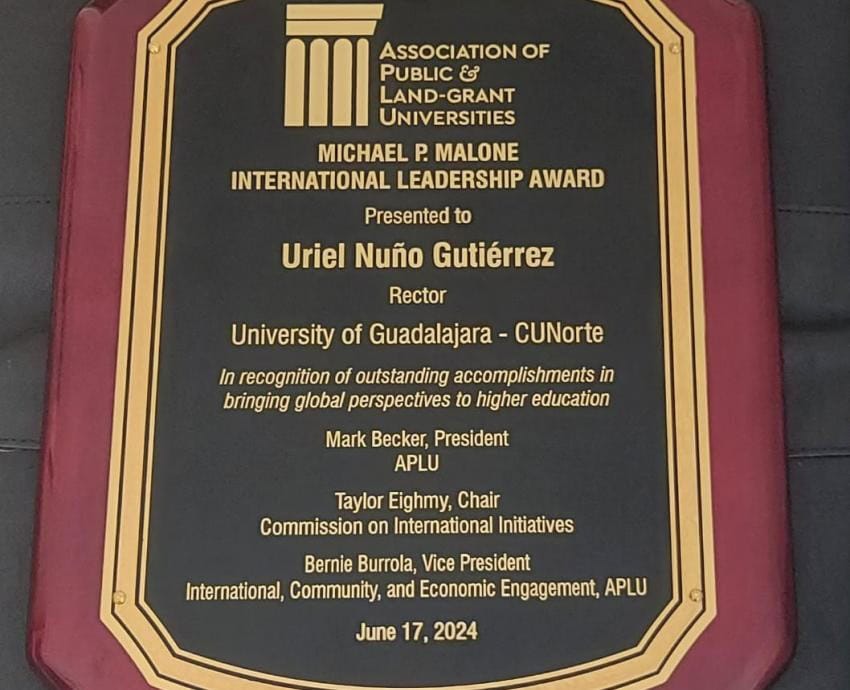 Uriel Nuño, Rector de CU Norte, recibe el Premio Malone al Liderazgo Internacional 2024