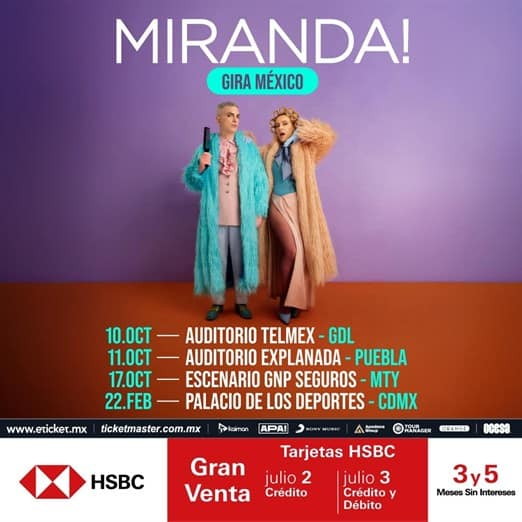 Miranda! anuncia gira en México con paradas en Guadalajara, Puebla, Monterrey y CDMX