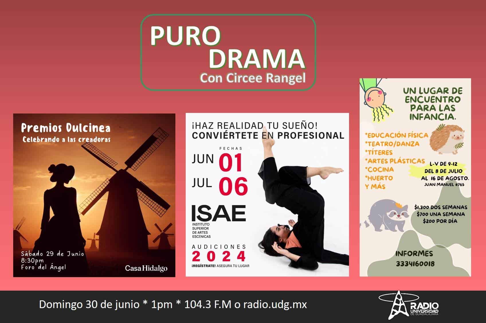 Talleres en artes escénicas para niños. ISAE, audiciones 2024. Casa Hidalgo y su Dulcinea. Puro Drama 30 junio 2024