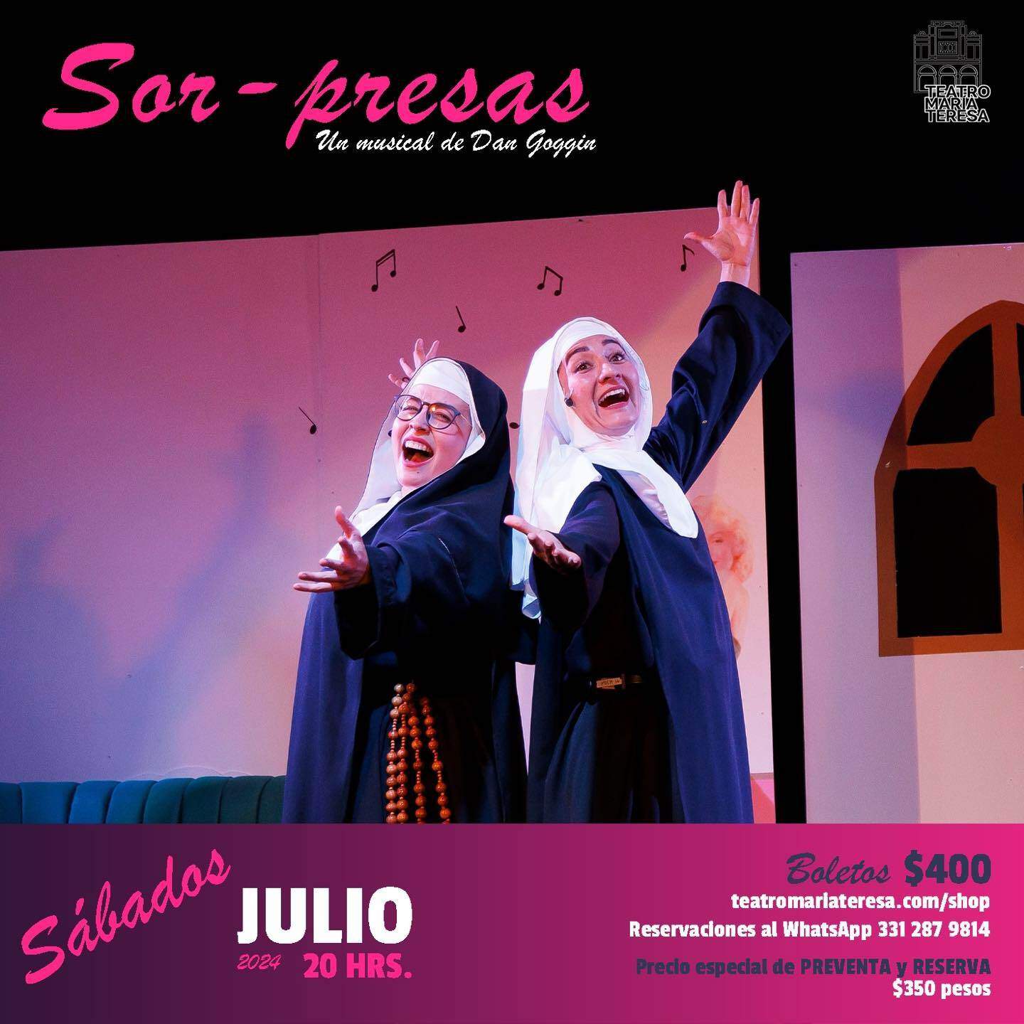 Humor negro y música en vivo en Sor-presas, el musical que llega al Teatro María Teresa