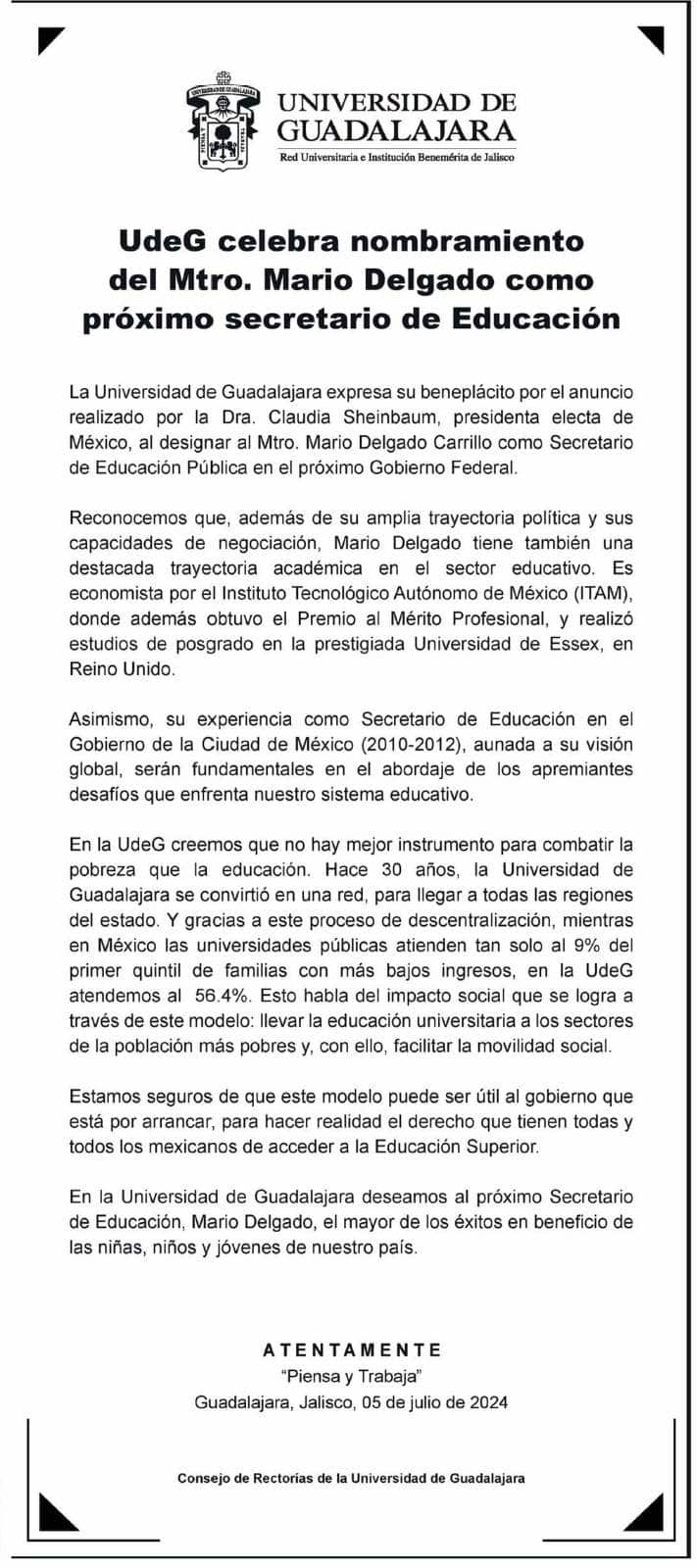 Universidades Públicas reconocen a Claudia Sheinbaum su compromiso con  la educación y la designación del nuevo secretario