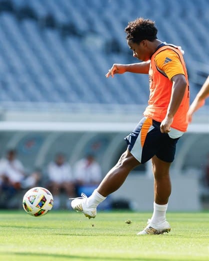 Endrick, de 9 en el entrenamiento del Madrid en el Soldier Field