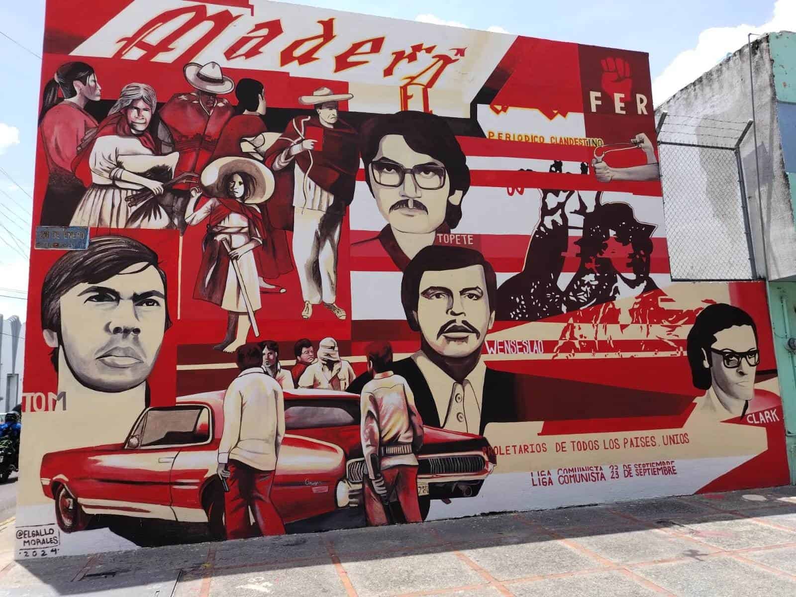 Pintan murales del movimiento armado estudiantil de 1970 en San Andrés y Analco en Guadalajara