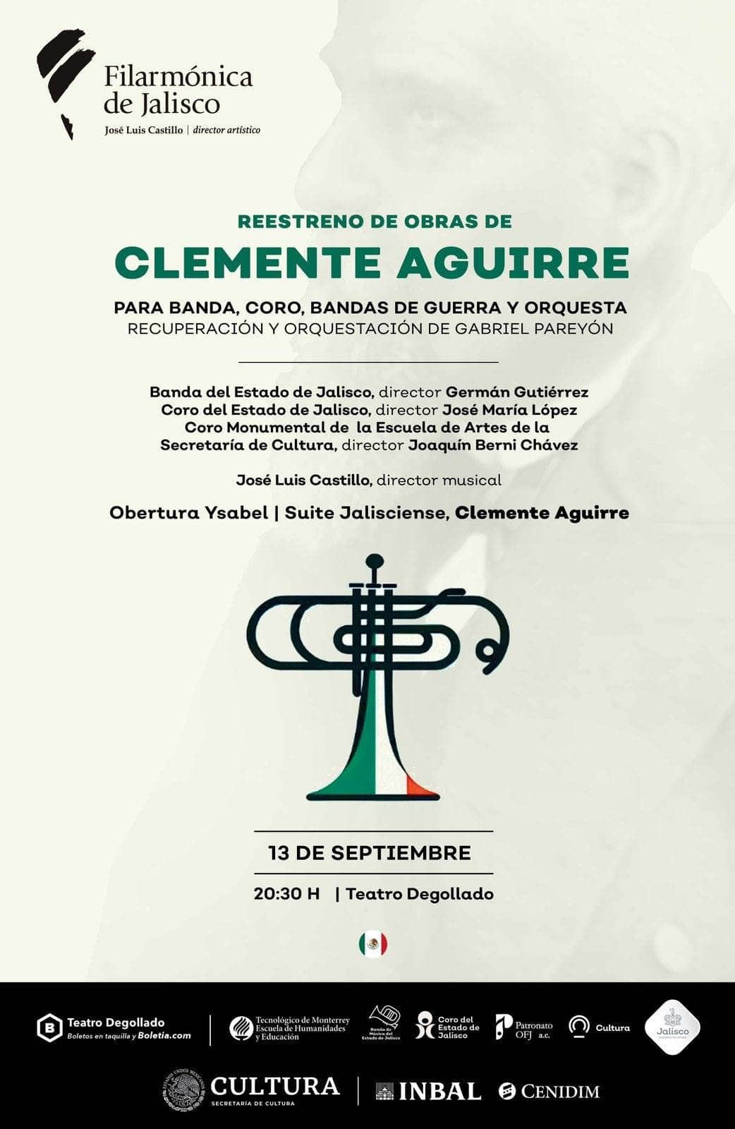 El Teatro Degollado conmemora 158 años con un tributo sinfónico a Clemente Aguirre