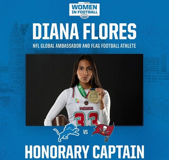 La mexicana Diana Flores será capitana honoraria de Detroit Lions en juego ante Buccaneers