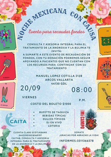 Noche Mexicana para apoyar a pacientes con trastornos alimenticios