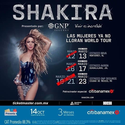 Shakira confirma segunda presentación en el Estadio Akron