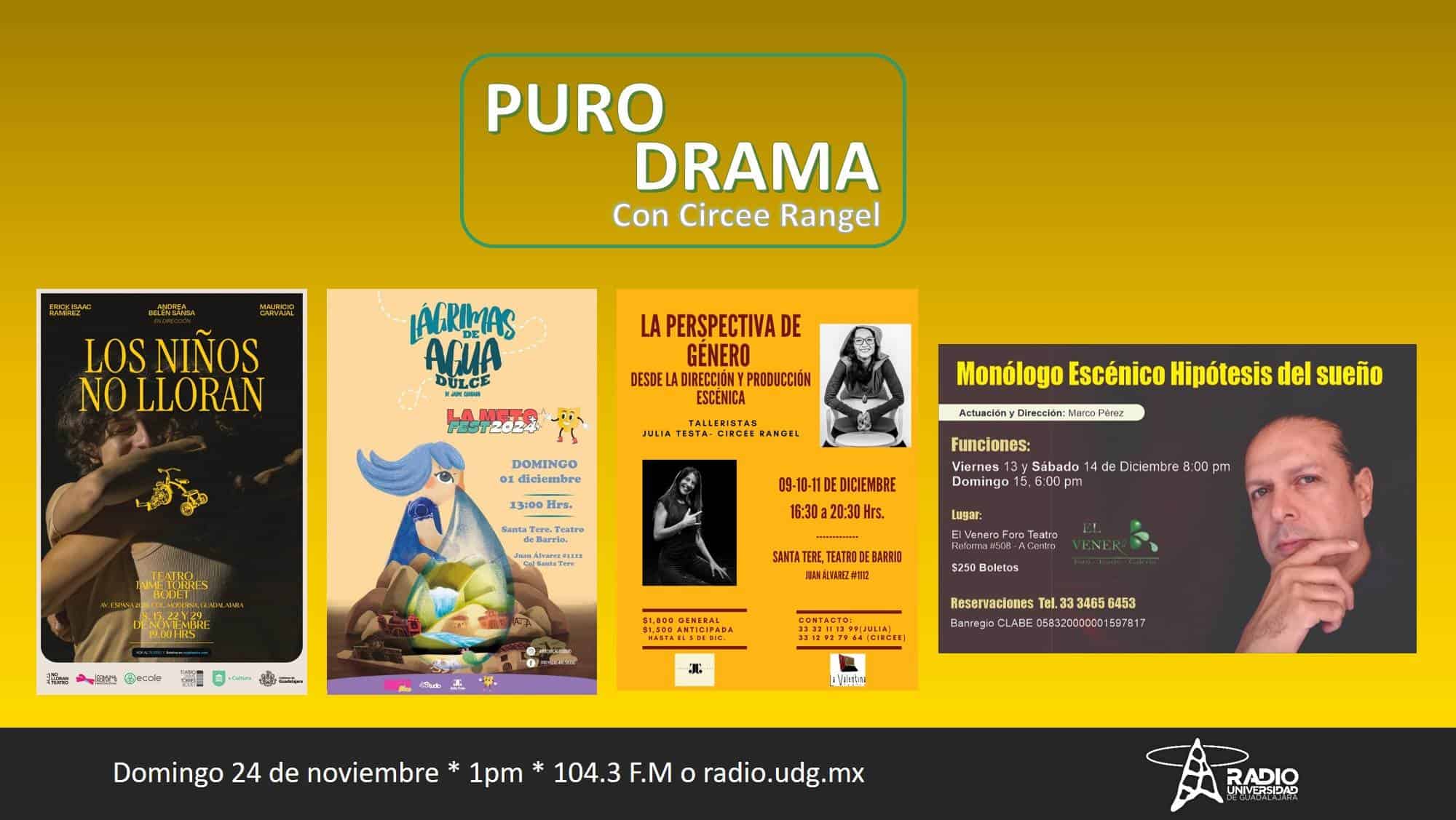 Hipótesis del sueño. Lágrimas de agua dulce. Los niños no lloran. Taller perspectiva de género. Puro Drama 24 noviembre 2024