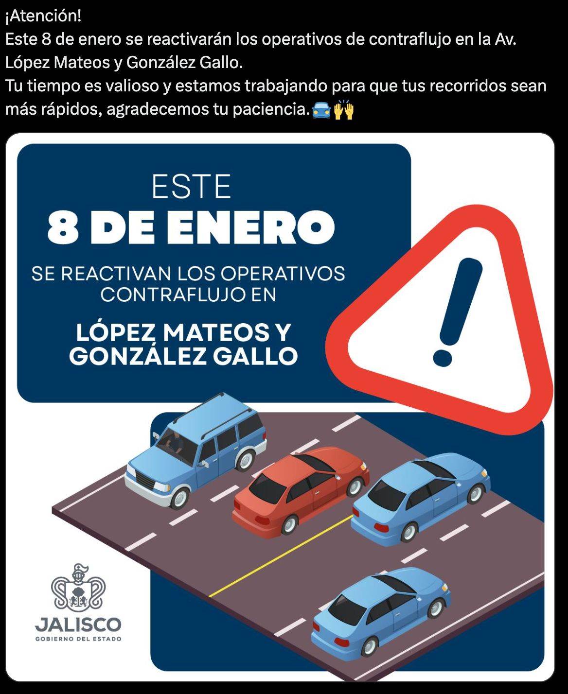 Adelantan contraflujo un día antes del regreso a clases en López Mateos y el ingreso a la ciudad por la carretera a Chapala