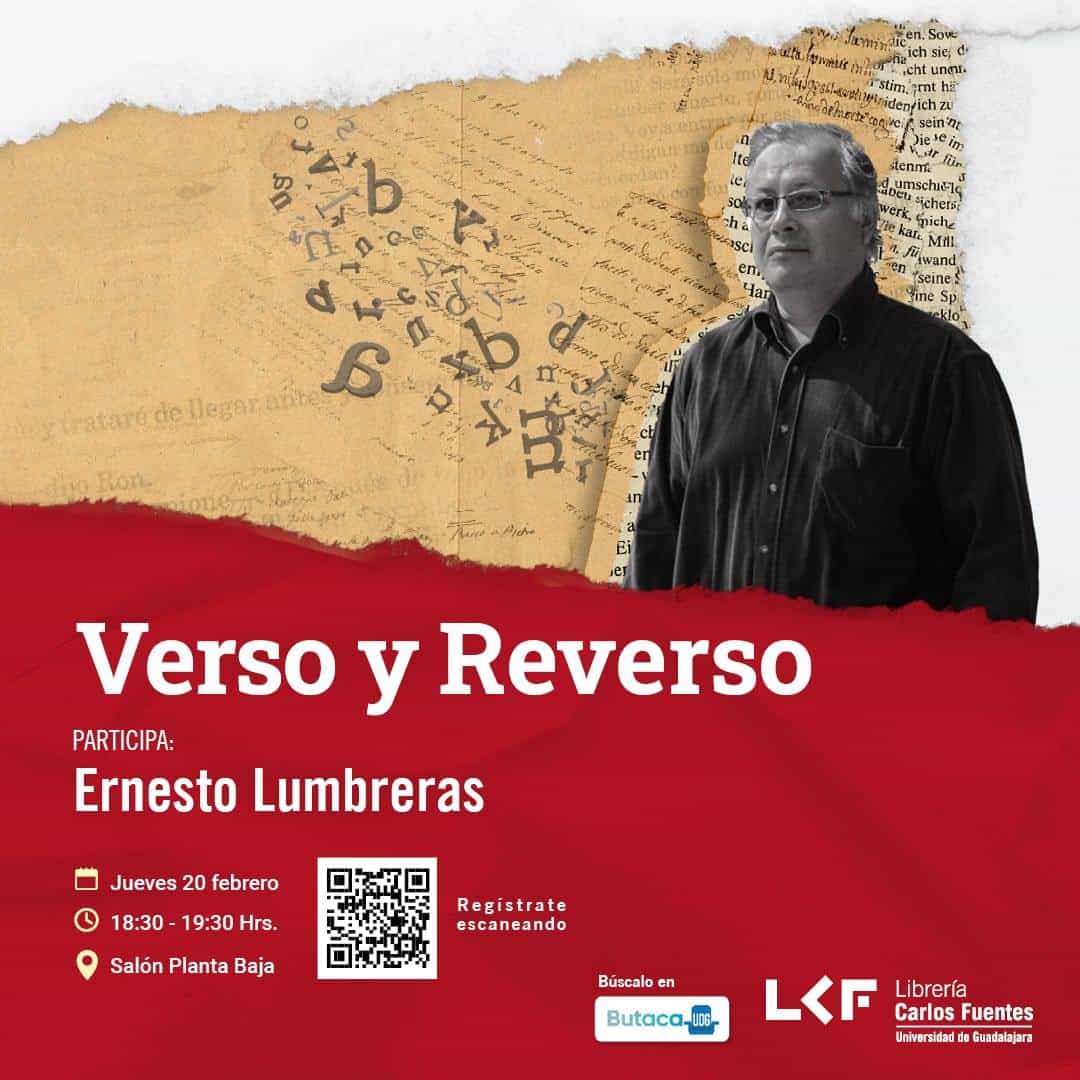 El escritor Ernesto Lumbreras participará en “Verso y Reverso” de la Librería Carlos Fuentes