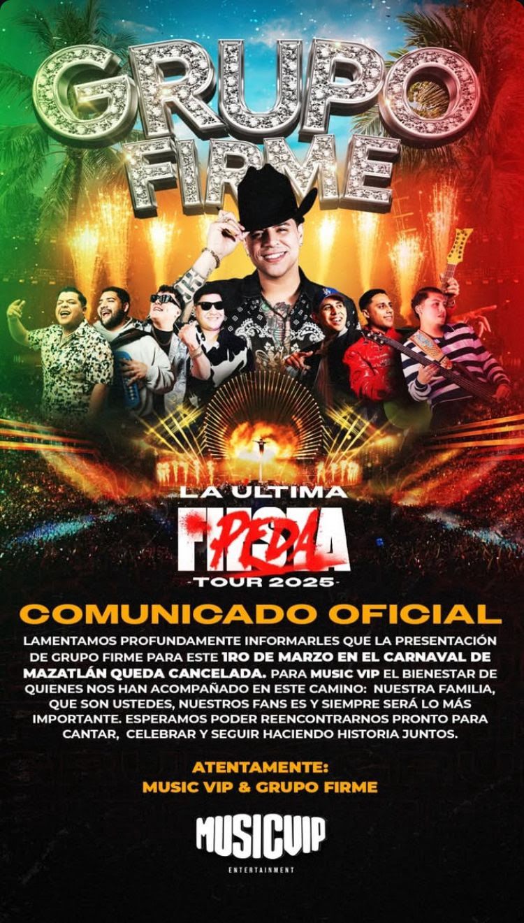 Grupo Firme cancela presentación en el Carnaval de Mazatlán tras amenazas