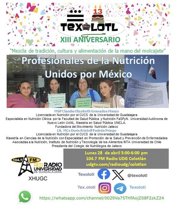 TEXOLOTL “Nutrición unidos por México” 28-ABRIL-2025 TEXOLOTL “Nutrición unidos por México” 28-ABRIL-2025