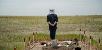 Desminar Ucrania, entre rastrillos y drones