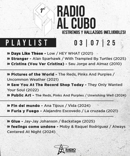 Radio al Cubo - Ju. 03 Jul 2025 Radio al Cubo - Ju. 03 Jul 2025
