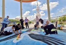 Convierten la plaza principal de Jamay en un Lienzo efímero con el taller de Arte Madonnari