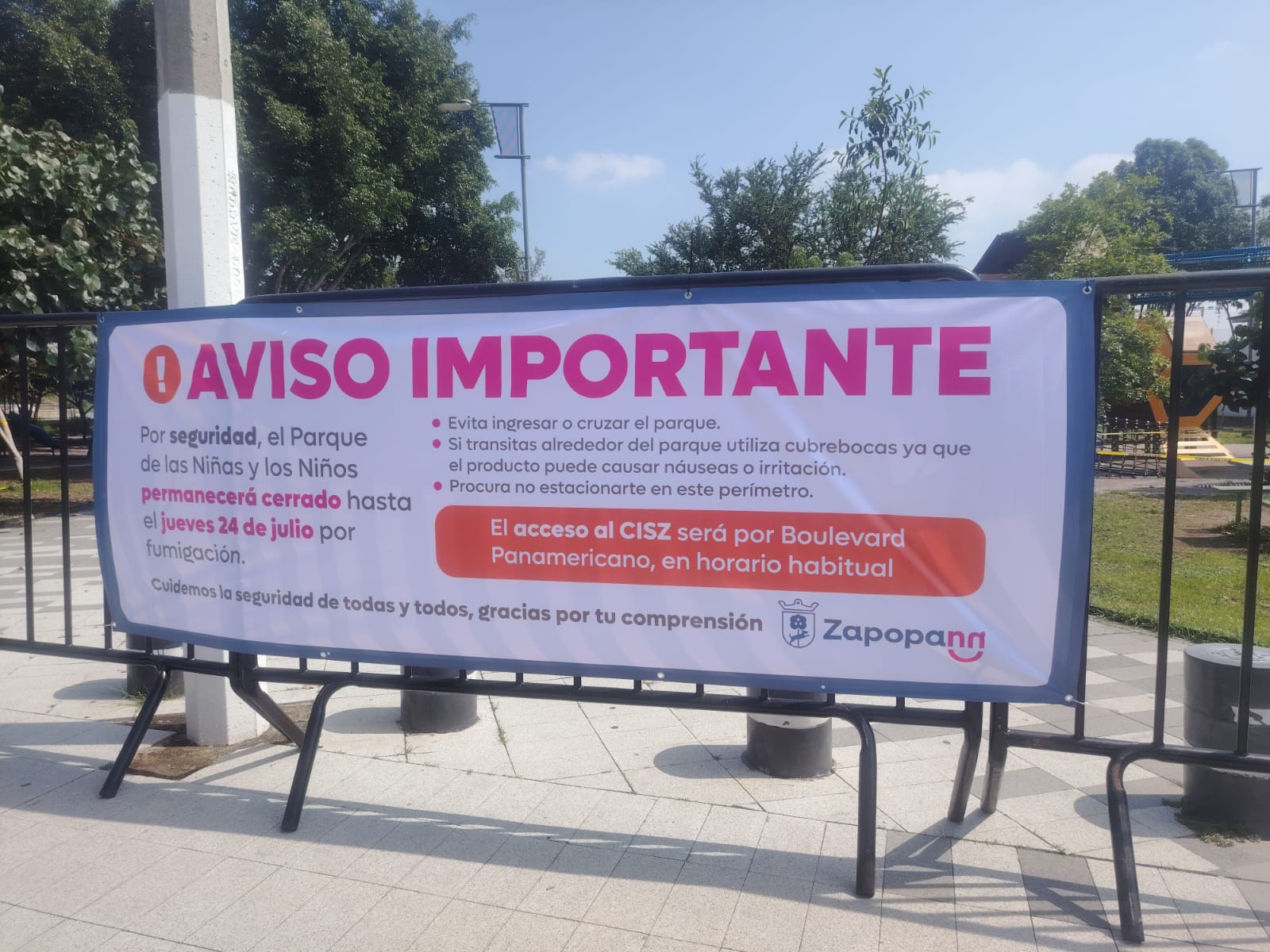 Por plaga de polilla, Zapopan cierra el paso al Parque de las Niñas y los Niños
