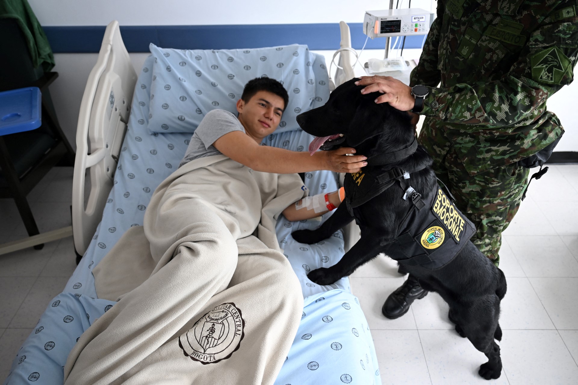 Perros terapeutas ayudan a soldados heridos en un hospital de Colombia Perros terapeutas ayudan a soldados heridos en un hospital de Colombia