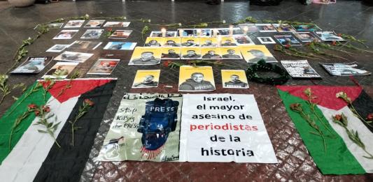 Ante los asesinatos de periodistas de Al Jazeera en Gaza, protestan en Guadalajara por la libertad de prensa
