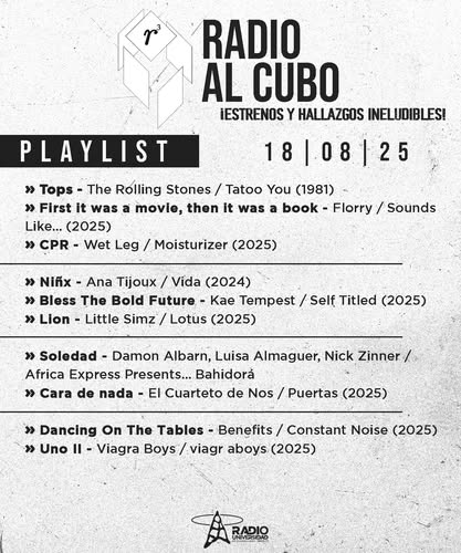 Radio al Cubo - Lu. 18 Ago 2025