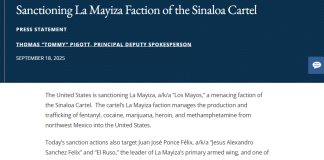 Estados Unidos sanciona a la Mayiza, una facción del Cartel de Sinaloa