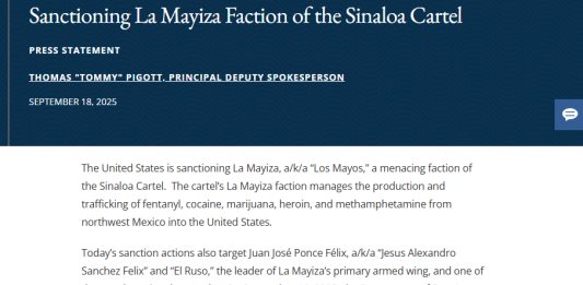 Estados Unidos sanciona a la Mayiza, una facción del Cartel de Sinaloa