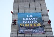 Una protesta de Greenpeace pide al Gobierno mexicano proteger la Selva Maya