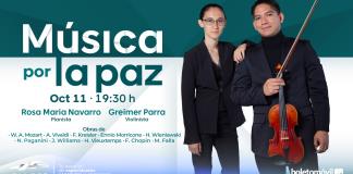 Greimer Parra en el violín y Rosa Navarro en el piano interpretarán "Música por la paz" en vivo