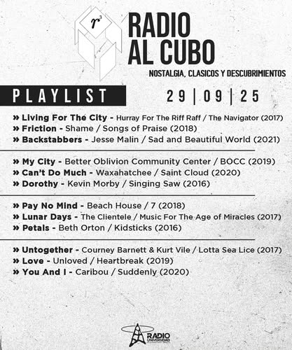 Radio al Cubo - Lu. 29 Sep 2025 Radio al Cubo - Lu. 29 Sep 2025