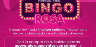 Grupo "Amor por Autlán" organiza el "Bingo Rosa" para recaudar fondos en apoyo a pacientes con cáncer