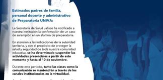 La Univa se va a la virtualidad; confirman caso de sarampión en estudiante no vacunado