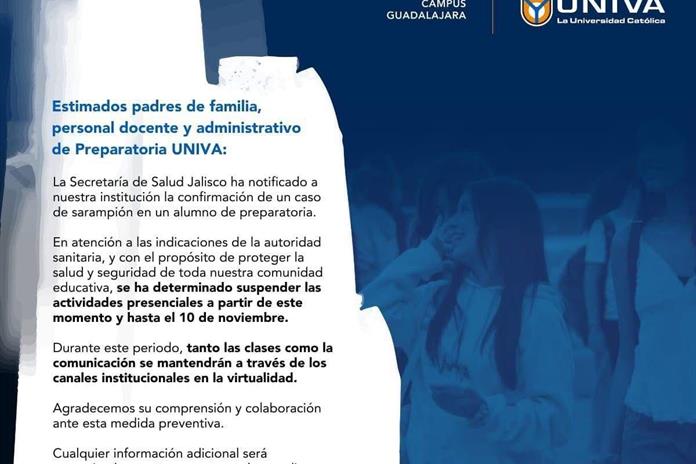 La Univa se va a la virtualidad; confirman caso de sarampión en estudiante no vacunado La Univa se va a la virtualidad; confirman caso de sarampión en estudiante no vacunado