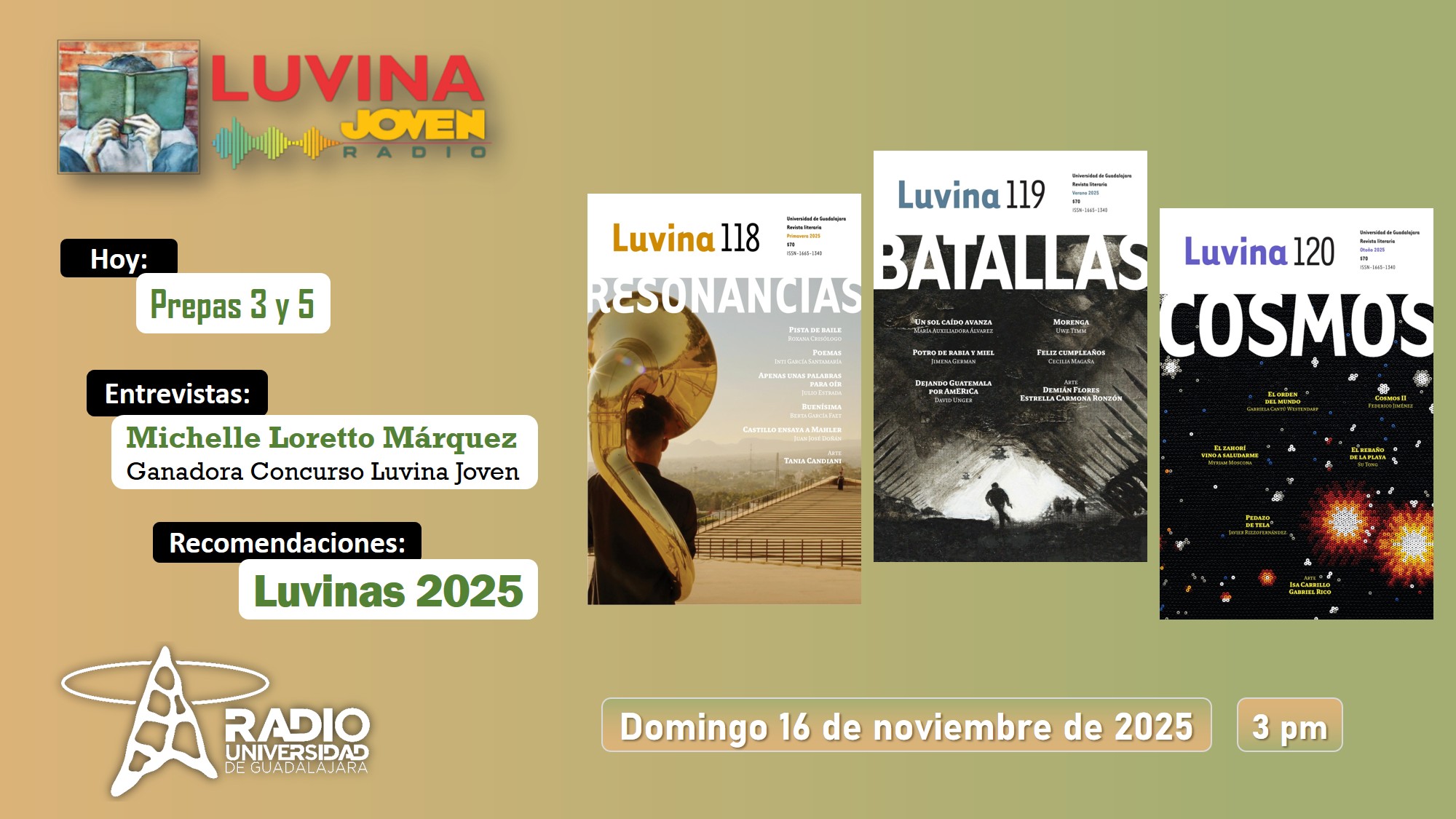 Luvinas 2025. Michelle Loretto, ganadora Concurso Luvina Joven. Prepas 5 y 3. Luvina Joven Radio 16 noviembre 2025