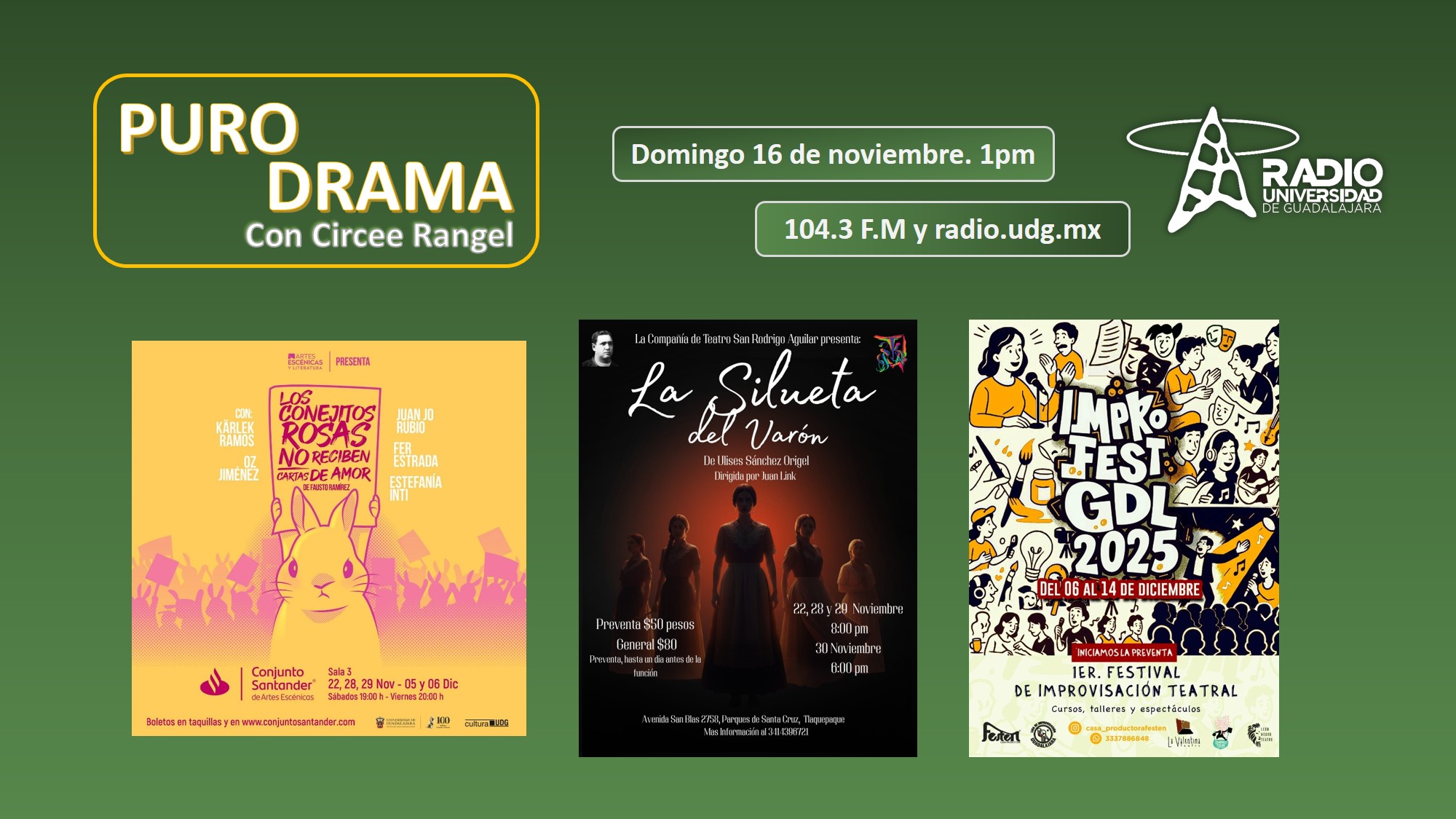 La silueta del varón. Los conejitos rosas... Impro Fest GDL. Puro Drama 16 noviembre 2025