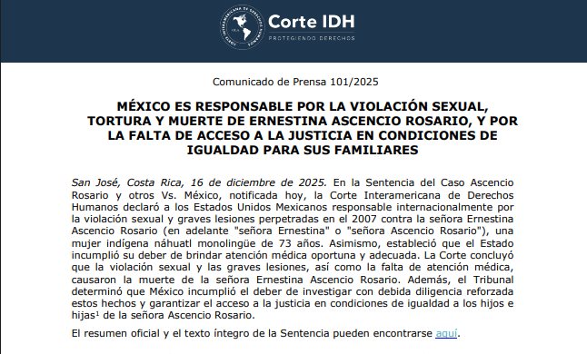 Corte Interamericana condena a México por violación, tortura y muerte de mujer indígena Corte Interamericana condena a México por violación, tortura y muerte de mujer indígena