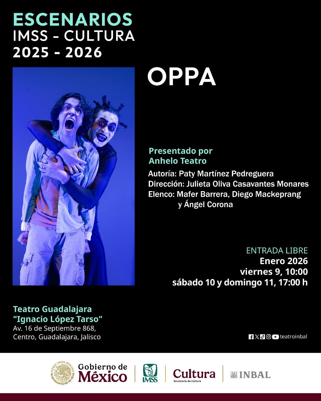 La obra ‘Oppa’ tendrá funciones gratuitas durante enero en el Teatro Ignacio López Tarso