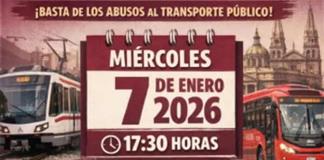 Har&aacute;n marcha el 7 de enero para frenar alza a la tarifa de transporte p&uacute;blico