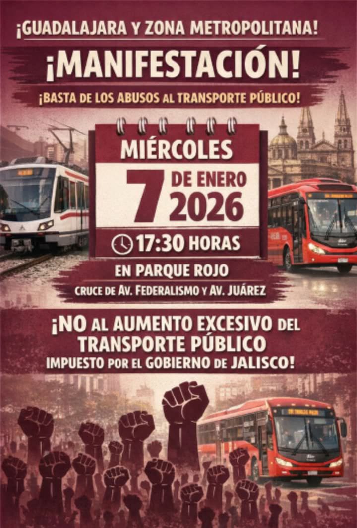 Harán marcha el 7 de enero para frenar alza a la tarifa de transporte público