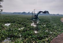 Llevan maquinaria al Río Santiago para limpiar lirio y prevenir inundaciones